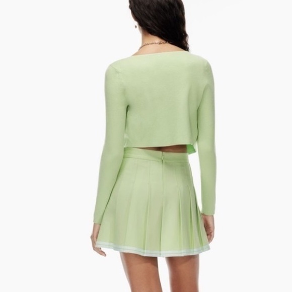 Aritzia Sunday Best Pleated Mini Skirt Size 8 Green Tennis Skater Preppy - Picture 2 of 12